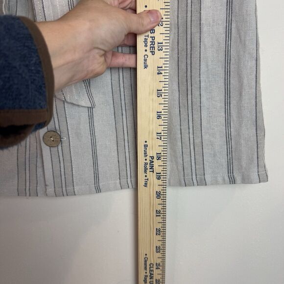 Daytrip Mini Skirt Cream Stripe Linen Blend Button Front Tie Waist Pockets Sz M - Picture 7 of 7